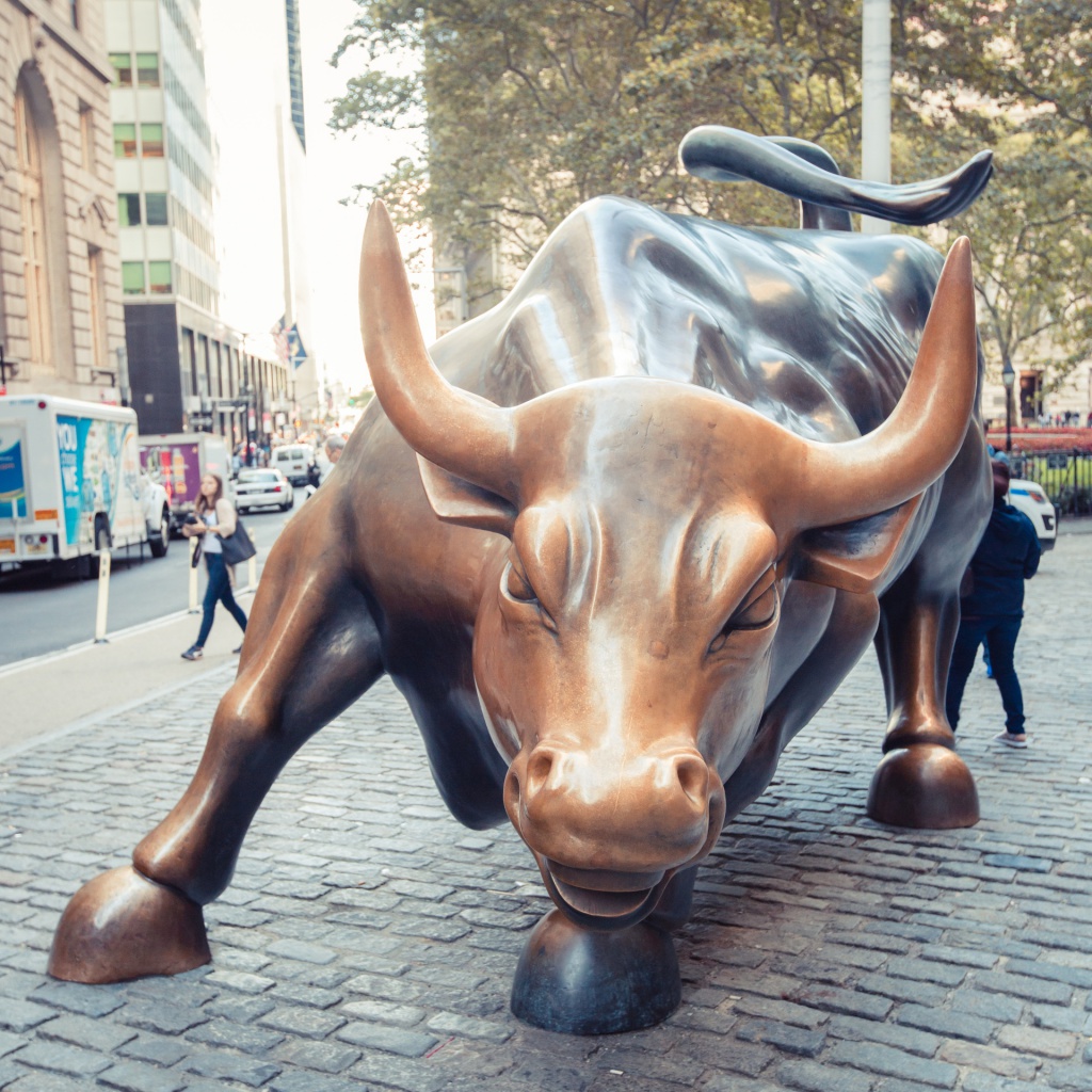 charging bull mini statue